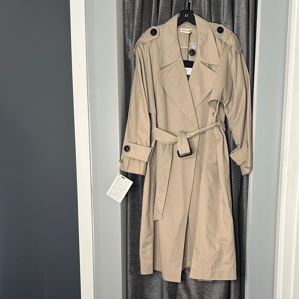 NICHOLAS Tan Trench Coat with Waist Tie